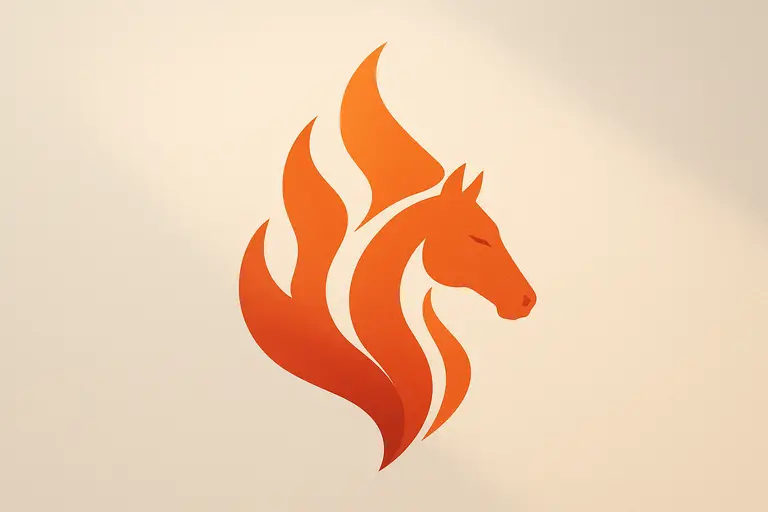 Abstract fire and horse theme in minimal style