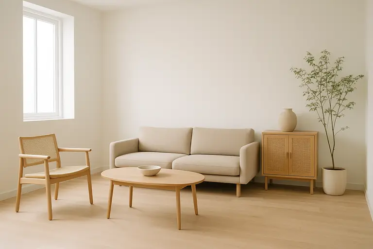 Minimalist interior with soft natural light