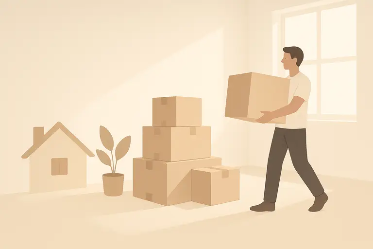 Minimalist moving scene with soft natural light