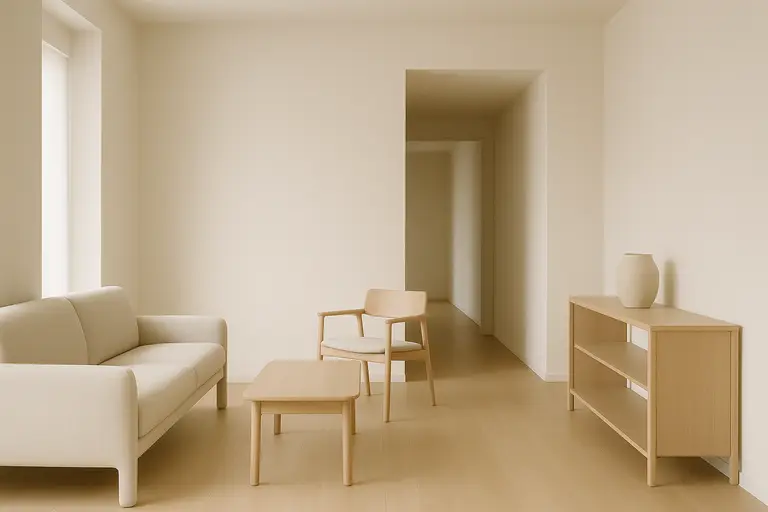 Minimalist interior with soft natural light